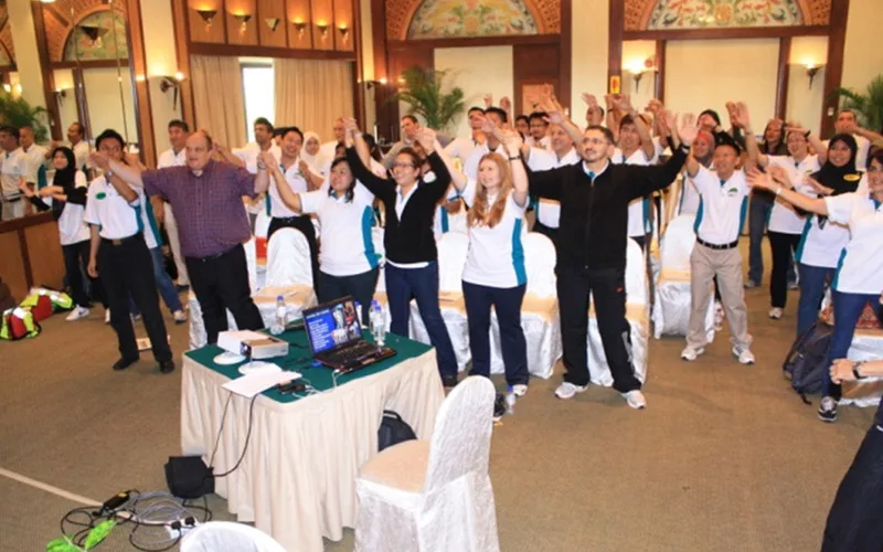 Petronas team celebrating during a session