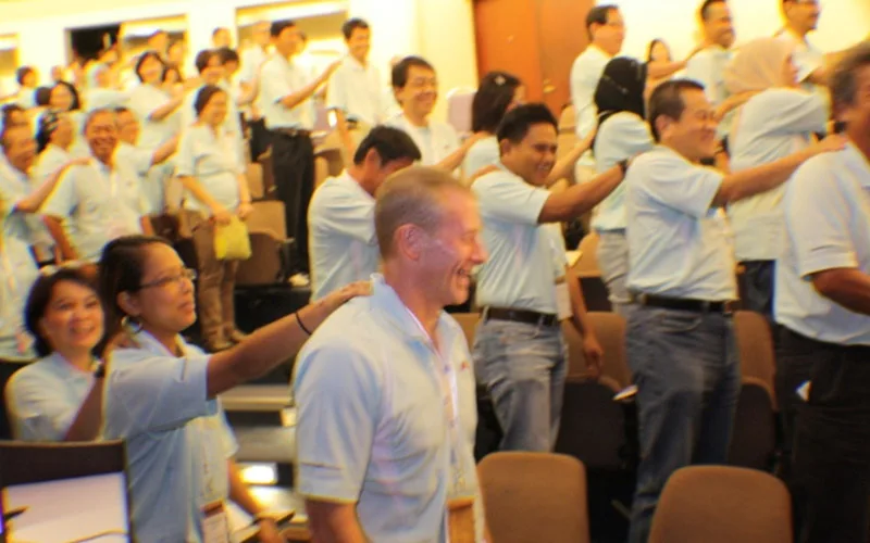 Participants in a lively motivation exercise
